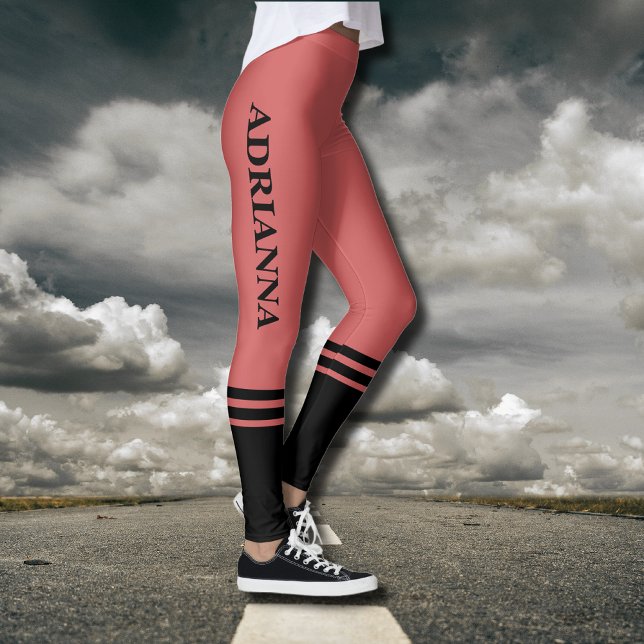 Horizontale schwarze Streifen | Name | Rusty Orang Leggings (Von Creator hochgeladen)