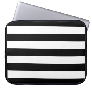 Horizontale schwarze und weiße Streifen Laptopschutzhülle