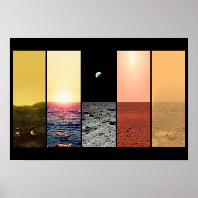 Horizontale Sicht auf den Venus-Erdenmond Mars Tit Poster (Vorne)