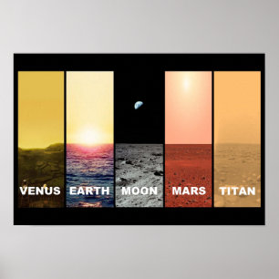 Horizontale Sicht auf den Venus-Erdenmond Mars Tit Poster