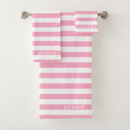 Horizontale Streifen aus individuelle Name, rosa u Badhandtuch Set