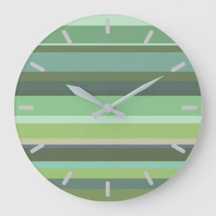Horizontale Streifen aus Olivengrün Große Wanduhr