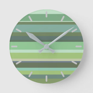 Horizontale Streifen aus Olivengrün Runde Wanduhr