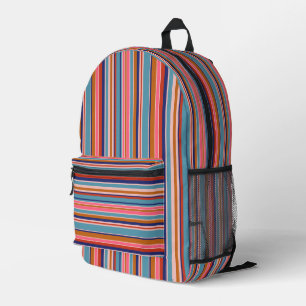 Horizontale Streifen blau rosa Terrakotta Retro Bedruckter Rucksack