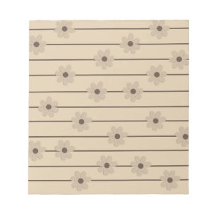 Horizontale Streifen braun Khaki-Blume Y2K-Muster Notizblock