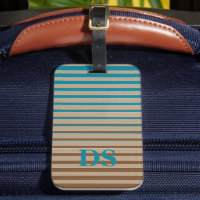 Horizontale Streifen, braun und blau, Monogramm