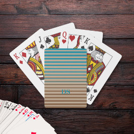 Horizontale Streifen, braun und blau, Monogramm Spielkarten