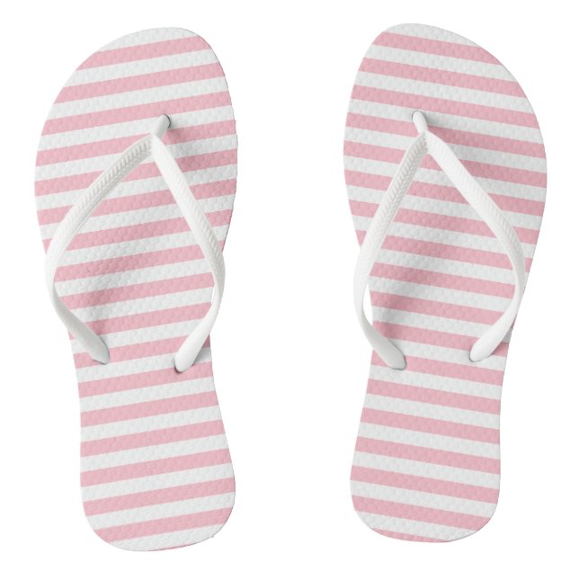 Horizontale Streifen in rosa und weißem Medium Flip Flops (Fußbett)