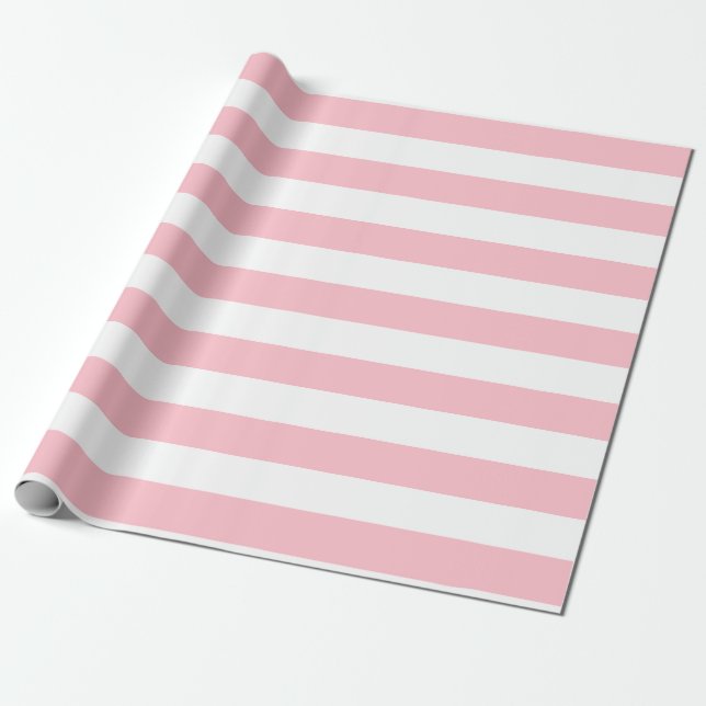 Horizontale Streifen in rosa und weißer Größe Geschenkpapier (Ungerollt)