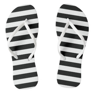 Horizontale Streifen in Schwarz-Weiß-Größe Flip Flops