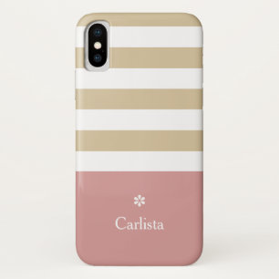 Horizontale Streifen mit großem Tan Rosa Name und Case-Mate iPhone Hülle