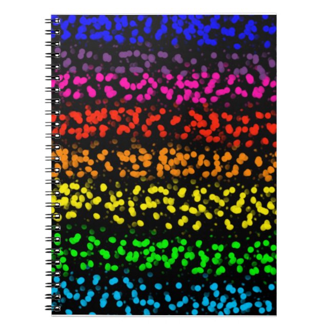 Horizontale Streifen mit Punkten in Regenbogenfarb Notizblock (Vorderseite)