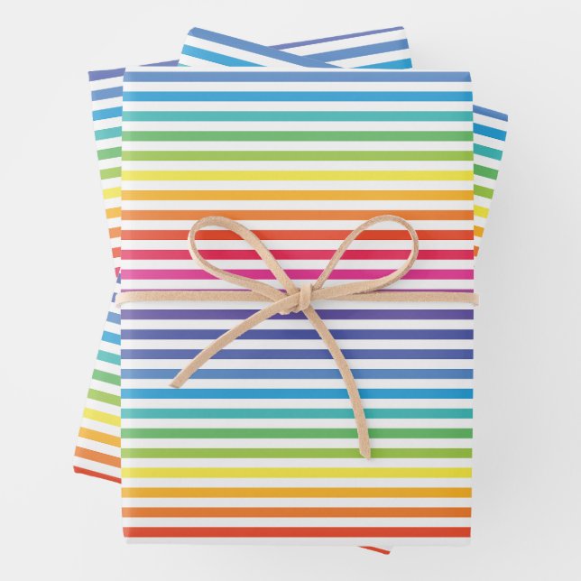 Horizontale Streifen mit weißem Regenbogen Geschenkpapier Set (Beispiel)