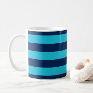Horizontale Streifen von Sky Blue und Navy Kaffeetasse