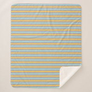 Horizontale Türkis, Grau und Gelbe Streifen Sherpadecke
