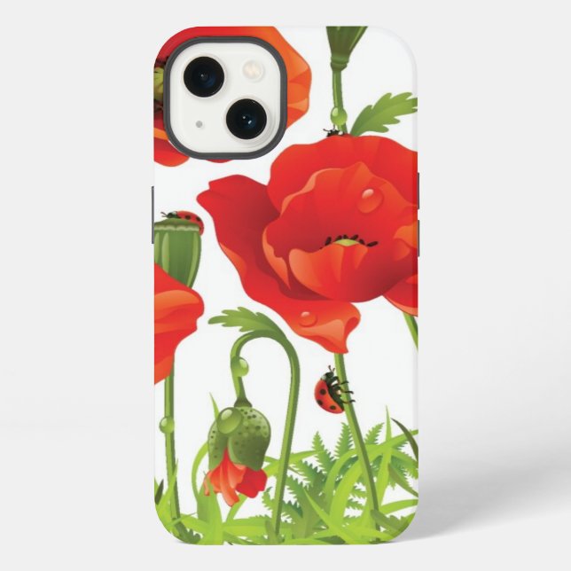 Horizontale Umrandung mit rotem Mohn iPhone Hülle (Rückseite)