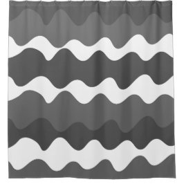 Horizontale Wellen in Grau und Weiß Duschvorhang