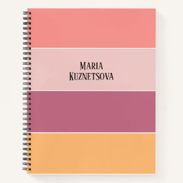 Horizontaler Farbblock Rosa und Orange Streifen Notizbuch