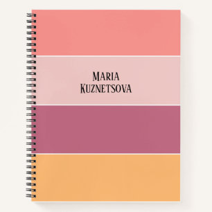 Horizontaler Farbblock Rosa und Orange Streifen Notizbuch