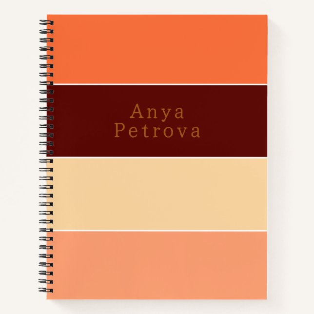 Horizontaler Farbblock Streifen Orange & Peach Notizbuch (Vorderseite)