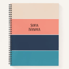 Horizontaler Farbblock Streifen Rosa und Blau Notizbuch