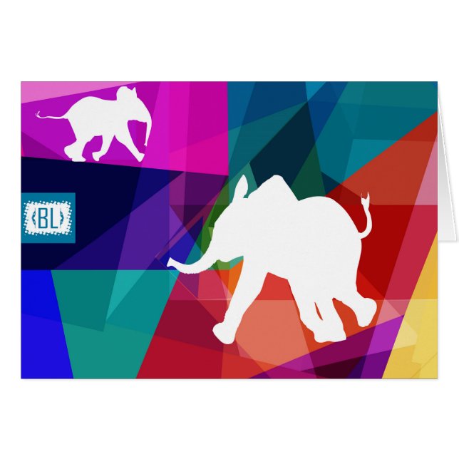 Horizontaler Playful baby elephant card (Vorderseite (Horizontal))
