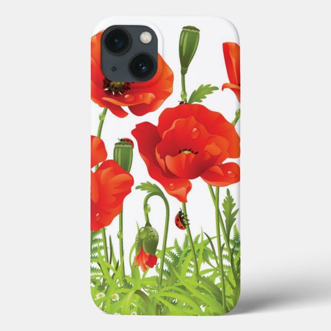 Horizontaler Rahmen mit rotem Mohn Case-Mate iPhone Hülle (Rückseite)