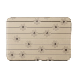 Horizontaler Streifen Brown Khaki Blume Y2K Muster Badematte
