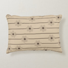 Horizontaler Streifen Brown Khaki Blume Y2K Muster Dekokissen