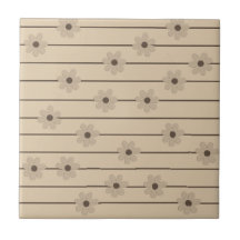 Horizontaler Streifen Brown Khaki Blume Y2K Muster