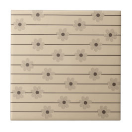 Horizontaler Streifen Brown Khaki Blume Y2K Muster Fliese