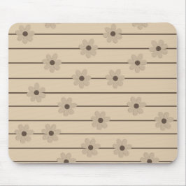 Horizontaler Streifen Brown Khaki Blume Y2K Muster Mousepad
