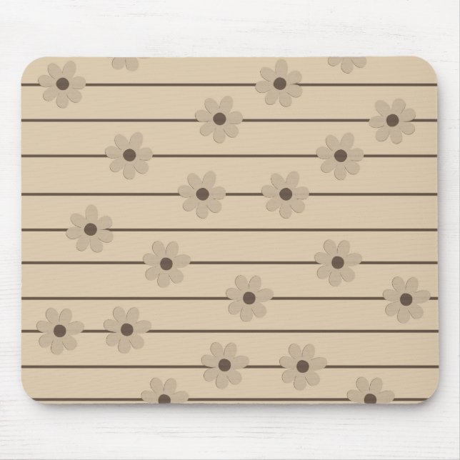 Horizontaler Streifen Brown Khaki Blume Y2K Muster Mousepad (Vorne)