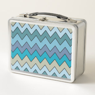 Horizontales blau-grünes Chevron-Muster Metall Brotdose