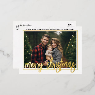 Horizontales Foto - große Weihnachtsschrift - Folien Feiertagspostkarte