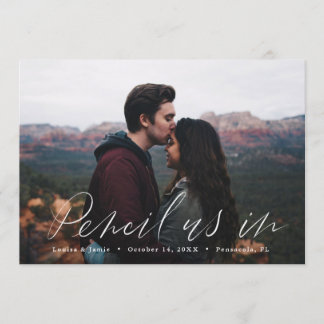 Horizontales Foto mit Handschrift Save the Date Einladung