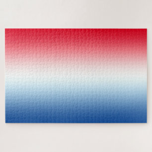 Horizontales Helles Rot, Weiß und Blau Ombre Puzzle