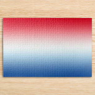 Horizontales Helles Rot, Weiß und Blau Ombre Puzzle