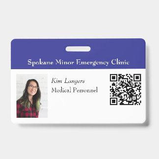 Horizontales ID-Foto und QR-Abzeichen blau Ausweis
