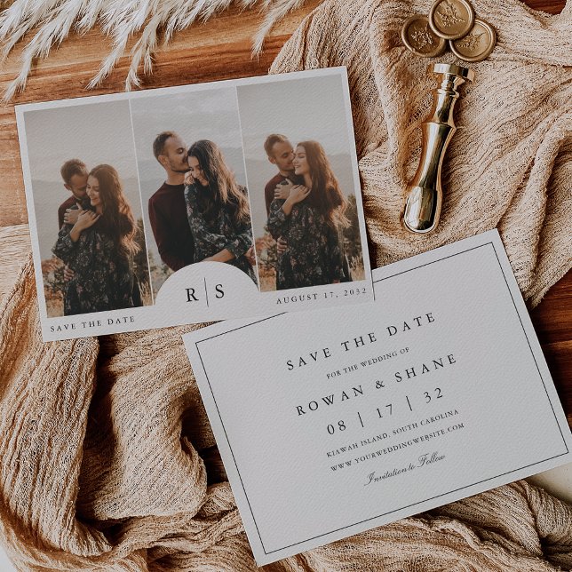 Horizontales klassisches Foto für Schwarz und Ecru Save The Date (Von Creator hochgeladen)