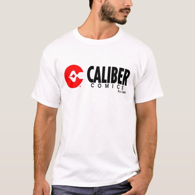 Horizontales Logo für Caliber-Comicen, weiß T - Sh T-Shirt (Vorderseite)