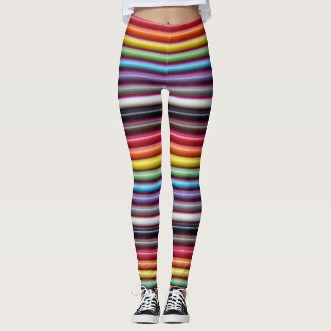 Horizontales Rainbow Ribbon-Kabel Leggings (Vorderseite)