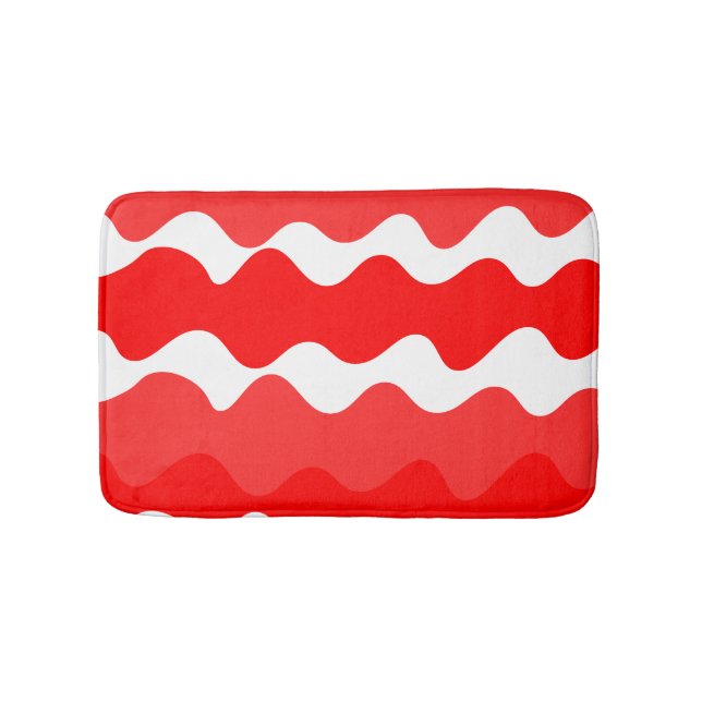 Horizontales, rotes und weißes Muster Badematte (Vorderseite)