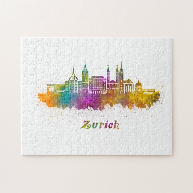 Horizonte de zurich acuarela puzzle (Horizontal)