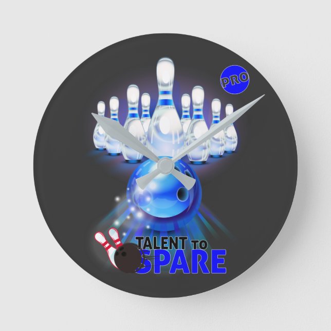 Horloge en Acrylique Bowling Talent zu ersparen bl Runde Wanduhr (Vorderseite)