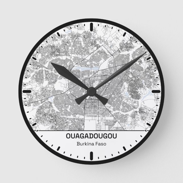 Horloge Ronde Ouagadougou Clock City Line Art Runde Wanduhr (Vorderseite)