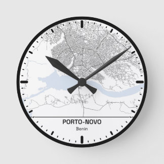 Horloge Ronde Porte-Novo Clock City Line Art Runde Wanduhr