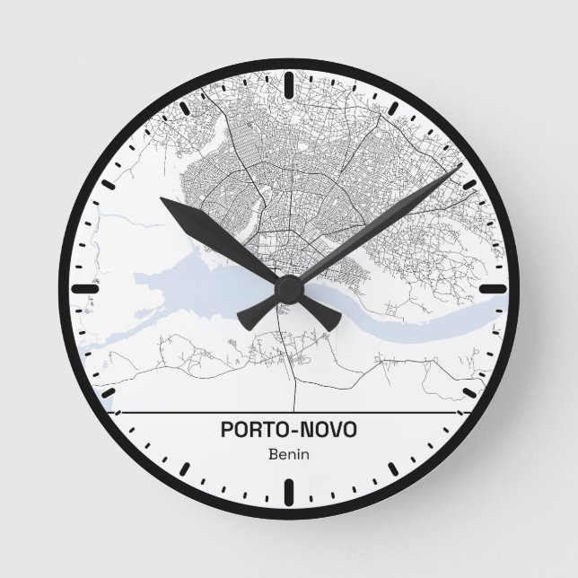 Horloge Ronde Porte-Novo Clock City Line Art Runde Wanduhr (Vorderseite)