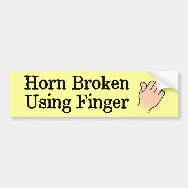 Horn Broken Using Finger Funny Autoaufkleber (Vorne)