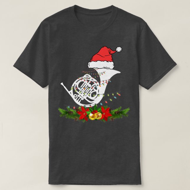 Horn Christmas Pajamas Music Instrument T-Shirt (Design vorne)